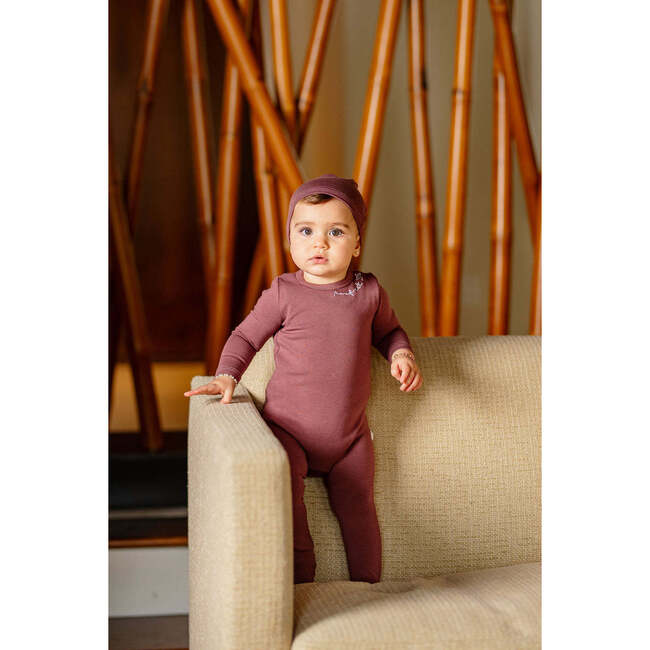 Pouf Embroidered Footie, Berry - Footie Pajamas - 2