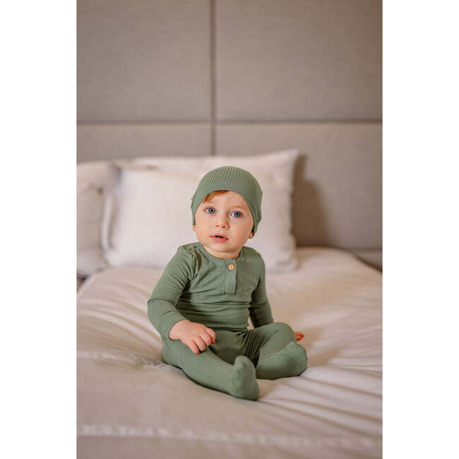 Henley Footie, Sage - Footie Pajamas - 2