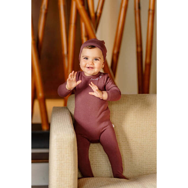 Pouf Embroidered Footie, Berry - Footie Pajamas - 4