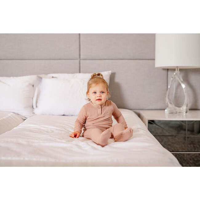 Henley Footie, Dusty Pink - Footie Pajamas - 2