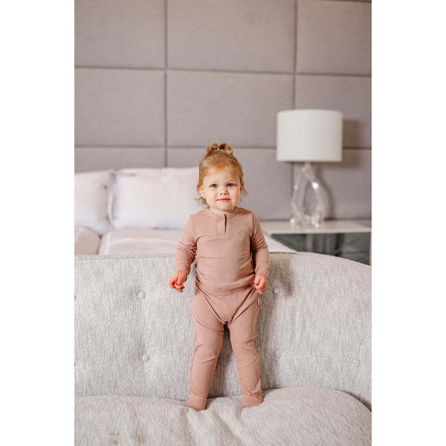 Henley Footie, Dusty Pink - Footie Pajamas - 3