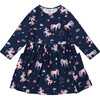 Jersey Dress with Pockets, Navy Unicorn Print - Dresses - 1 - thumbnail