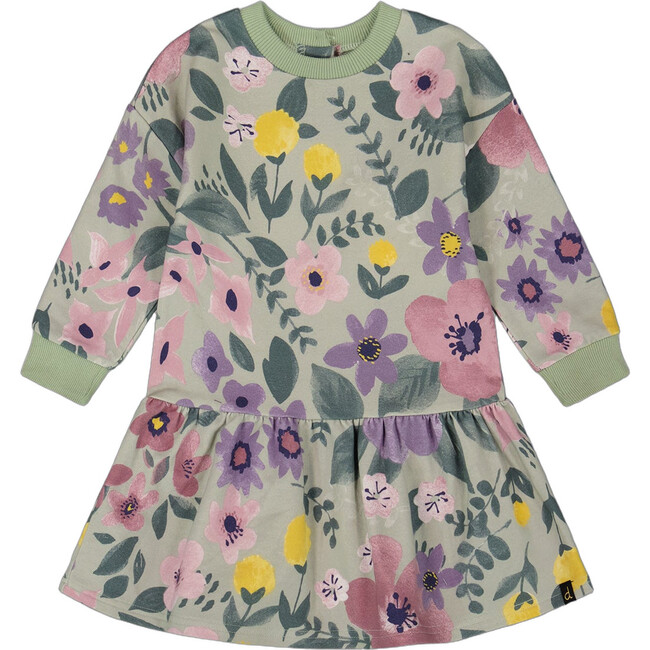 Stretch Fleece Dress, Sage Floral