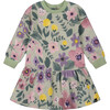 Stretch Fleece Dress, Sage Floral - Dresses - 1 - thumbnail