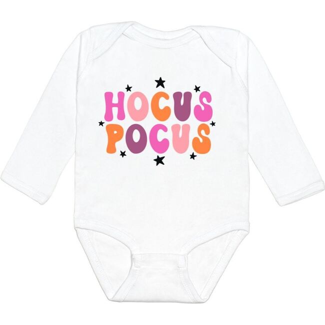 Hocus Pocus Halloween Long Sleeve Bodysuit, White