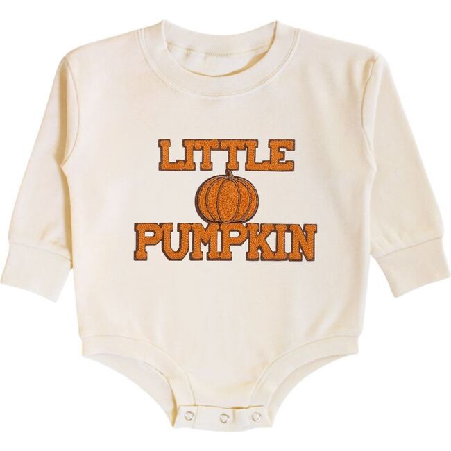 Little Pumpkin Patch Long Sleeve Romper, Natural
