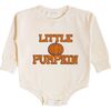 Little Pumpkin Patch Long Sleeve Romper, Natural - Rompers - 1 - thumbnail