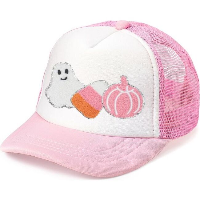 Halloween Treats Patch Trucker Hat, Pink