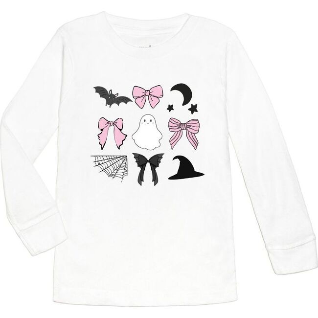 Spooky Coquette Halloween Long Sleeve Shirt, White