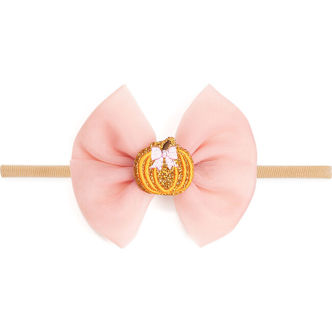 Pumpkin Tulle Bow Baby Headband, Pink