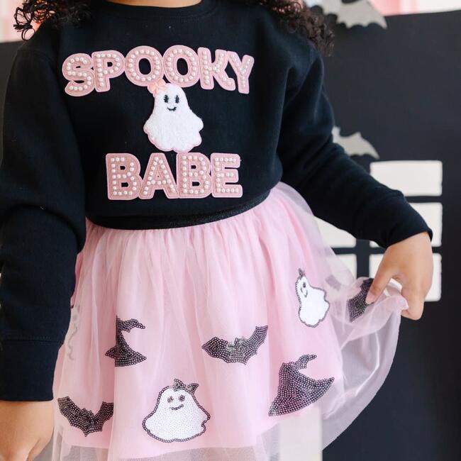 Spooky Babe Patch Halloween Sweatshirt, Black - Sweatshirts - 3