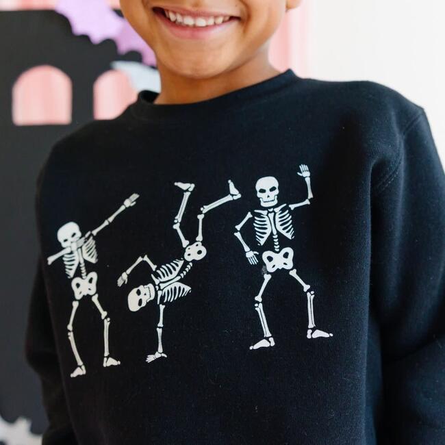 Silly Skelly Glow In The Dark Halloween Sweatshirt, Black - Sweatshirts - 3
