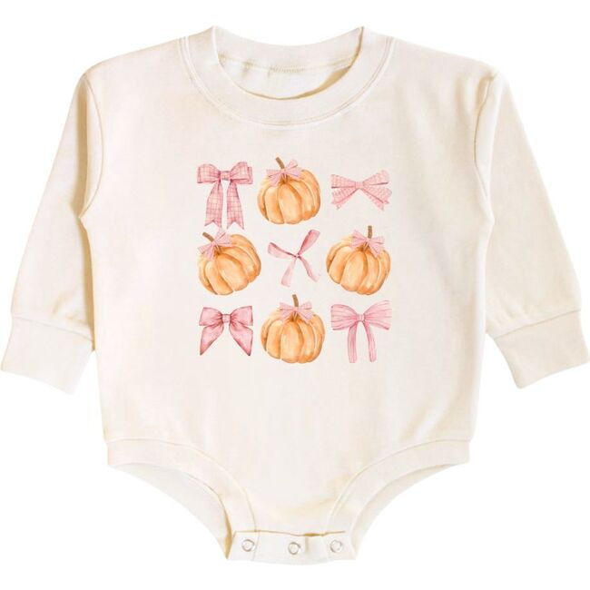 Coquette Pumpkin Long Sleeve Romper, Natural