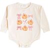 Coquette Pumpkin Long Sleeve Romper, Natural - Rompers - 1 - thumbnail