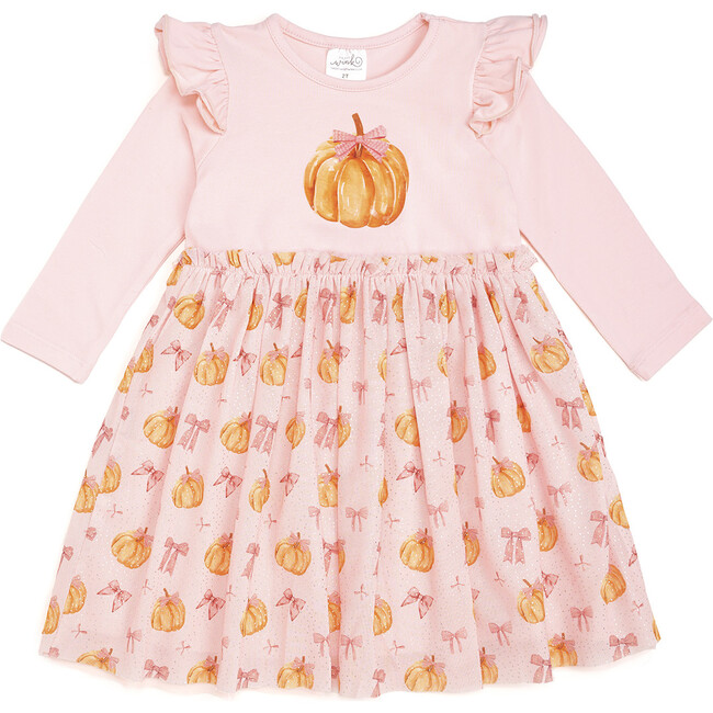 Coquette Pumpkin Long Sleeve Tutu Dress, Multi