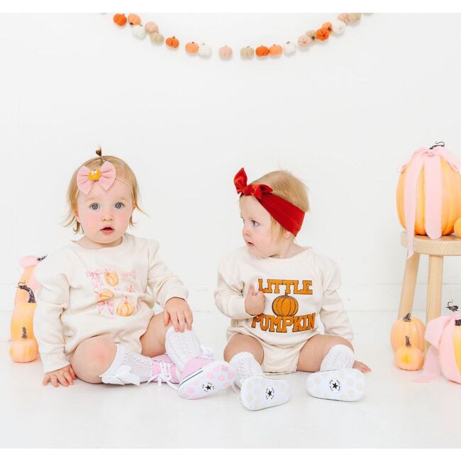 Pumpkin Tulle Bow Baby Headband, Pink - Headbands - 4
