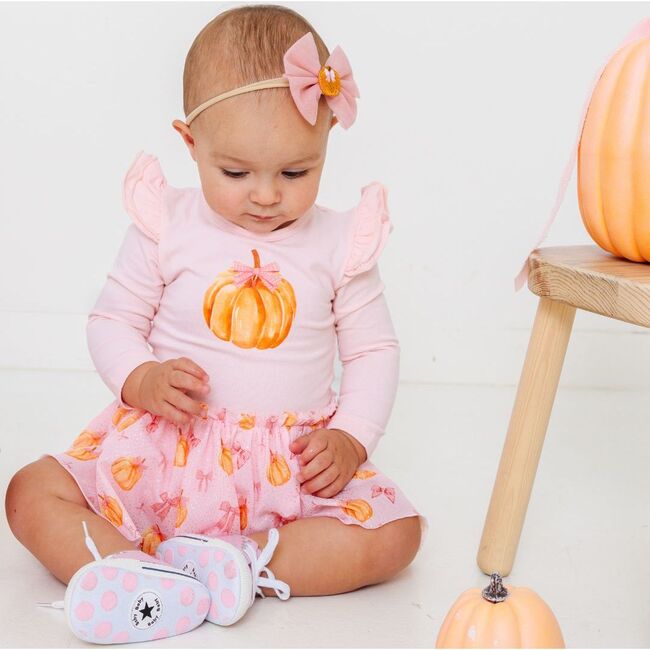Coquette Pumpkin Long Sleeve Tutu Bodysuit, Multi - Dresses - 3
