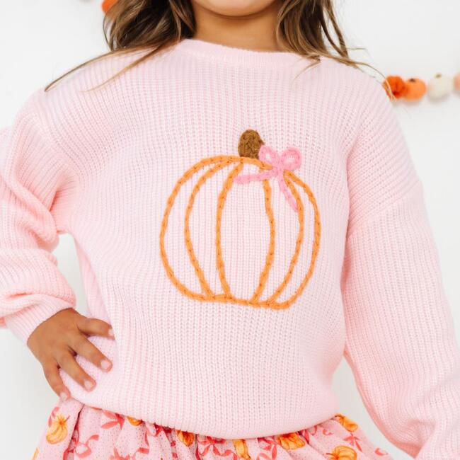 Coquette Pumpkin Knit Sweater, Pink - Sweatshirts - 3