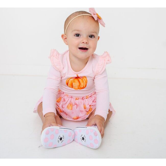 Pumpkin Tulle Bow Baby Headband, Pink - Headbands - 5