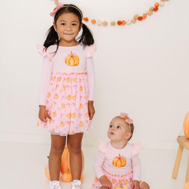Pumpkin Tulle Bow Baby Headband, Pink - Headbands - 7