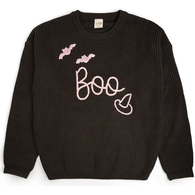 Boo Bat Halloween Knit Women's Sweater, Charcoal
