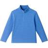Kids Quarter Zip Stripe Pullover, Blue Stripe - Sweatshirts - 1 - thumbnail