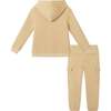 Kids Hooded Patch Sweatshirt & Pant Set, Beige Bulldog - Mixed Apparel Set - 4