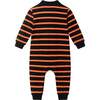 Infant Rugby Stripe Halloween Romper W/Ghost Patch, Black Ora Strp - Rompers - 3