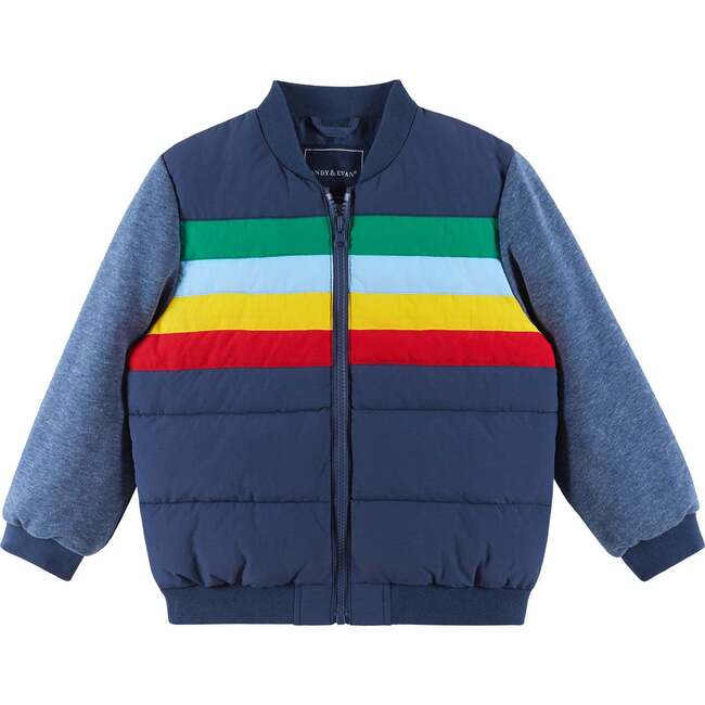 Kids French Terry Sleeve Bomber, Multi Striped