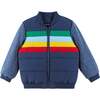 Kids French Terry Sleeve Bomber, Multi Striped - Jackets - 1 - thumbnail
