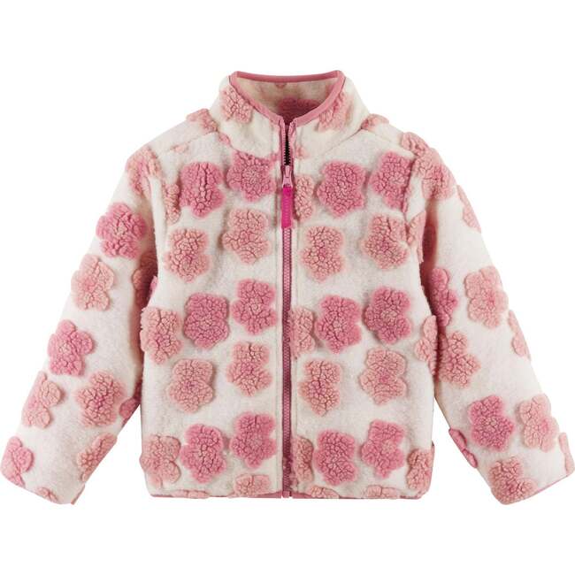 Kids Floral Printed Sherpa Jacket, Pink