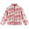 Kids Floral Printed Sherpa Jacket, Pink - Jackets - 1 - thumbnail