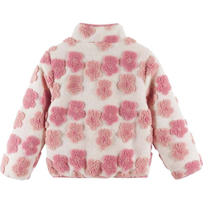 Kids Floral Printed Sherpa Jacket, Pink - Jackets - 4