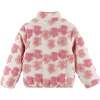 Kids Floral Printed Sherpa Jacket, Pink - Jackets - 4