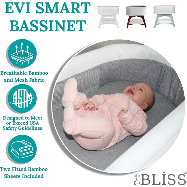 EVI Smart Bassinet, White on Mint - Bassinets - 4
