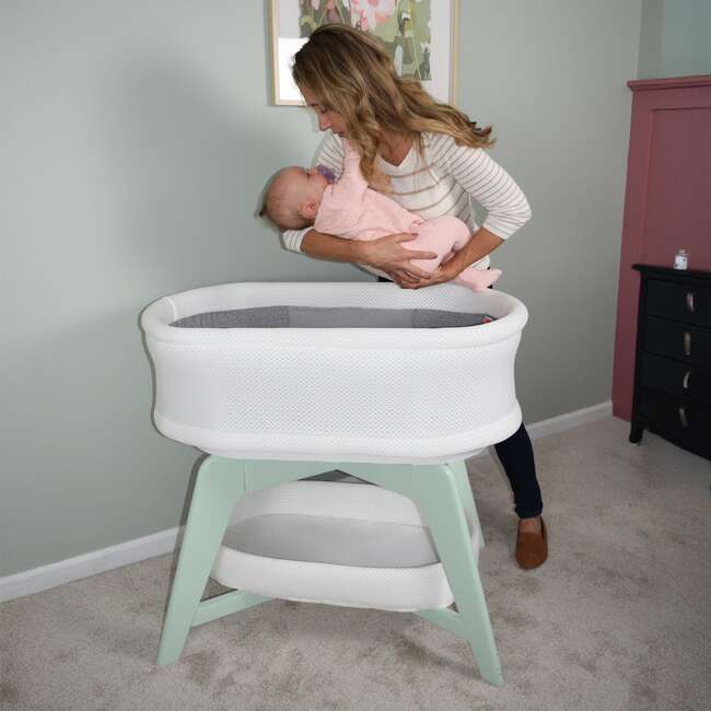 EVI Smart Bassinet, White on Mint - Bassinets - 6