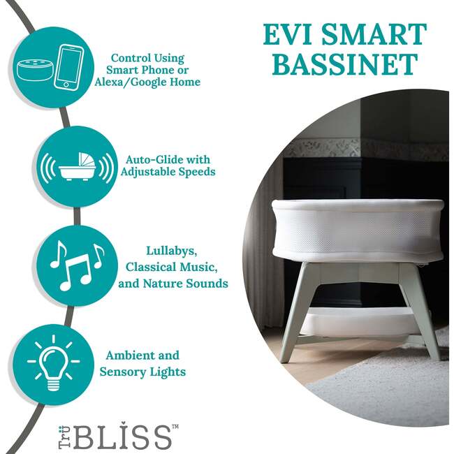 EVI Smart Bassinet, White on Mint - Bassinets - 7