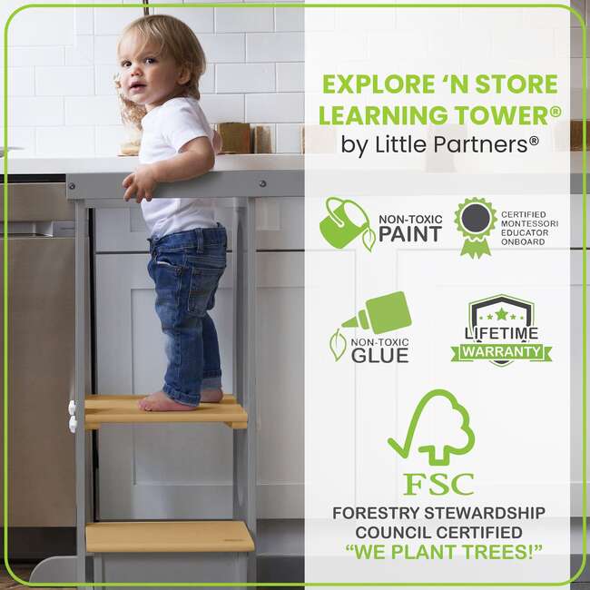 Explore 'N Store® Learning Tower®, Silver Drp w/Natural - Play Tables - 7