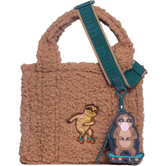 Sherpa Tote Bag with Matching Coin Purse, Skating Sloth - Bags - 4