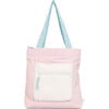 Color Block Tote – Corduroy & Sherpa Bag with Double Pockets + Cozy Coin Purse - Cotton Candy Pink - Bags - 1 - thumbnail