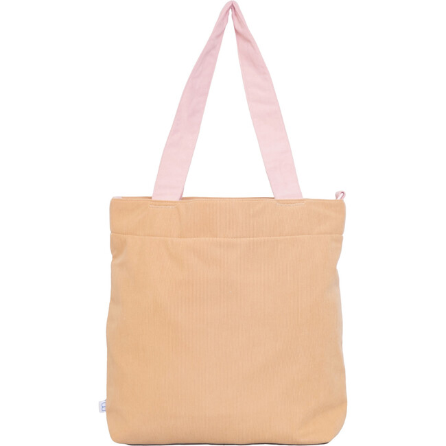 Color Block Tote – Corduroy & Sherpa Bag with Double Pockets + Cozy Coin Purse - Curry - Bags - 3