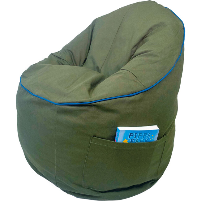 Campus Round Bean Bag, Cotton Canvas Olive - Kids Seating - 2