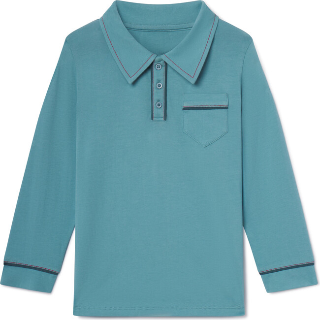 Long Sleeve Jackson Polo in Adriatic Blue