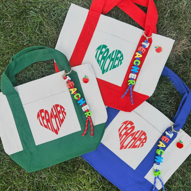 Teacher Mini Canvas Tote, Green - Bags - 2