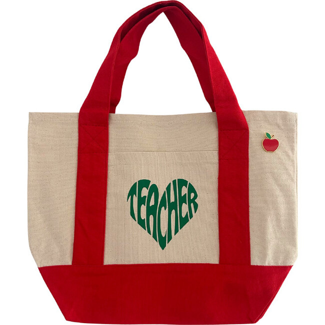 Teacher Mini Canvas Tote, Red