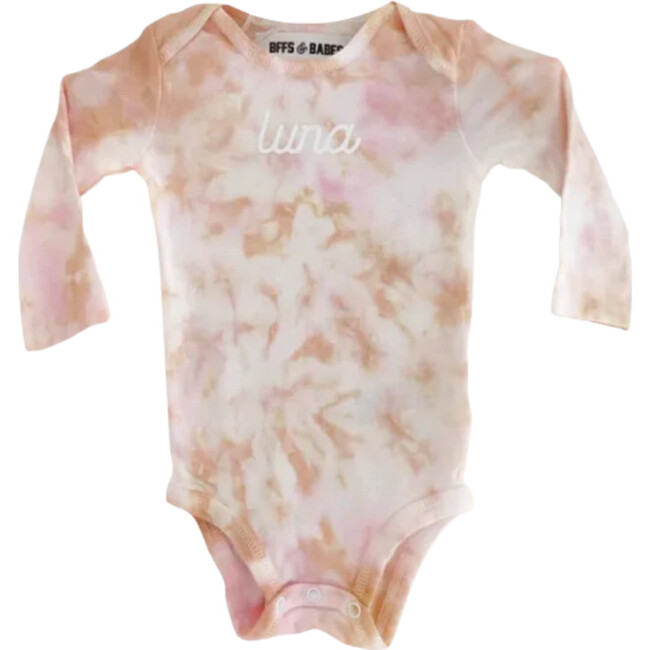 Personalized Baby Tie-Dye Bodysuit, Dustdye Rose Pink/Beige