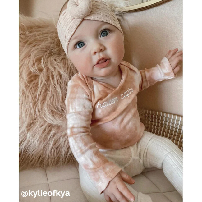 Personalized Baby Tie-Dye Bodysuit, Dustdye Rose Pink/Beige - Sweatshirts - 2