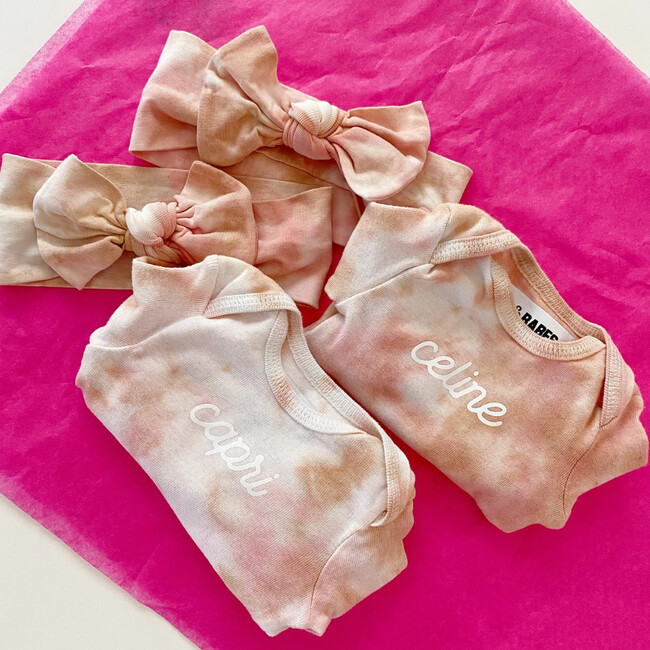 Personalized Baby Tie-Dye Bodysuit, Dustdye Rose Pink/Beige - Sweatshirts - 4