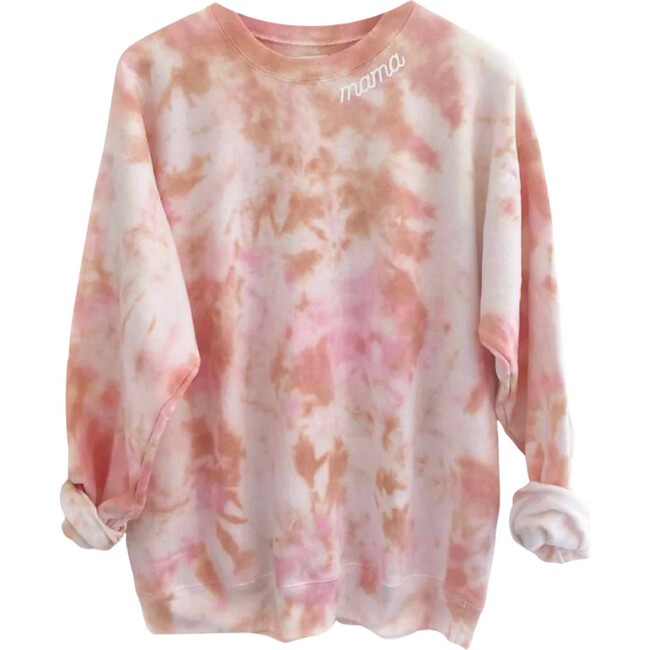 Personalized Adult Tie-Dye Sweatshirt, Dustdye Rose Pink/Beige