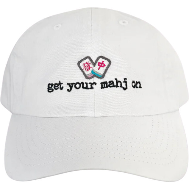 Mahjong Embroidered Hat, White